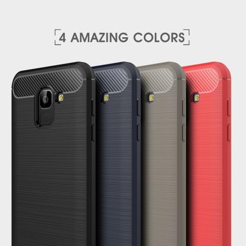 Galaxy J6 2018 TPU-suojakotelo, harjattu hiilikuitu (EU-versio) (Harmaa)