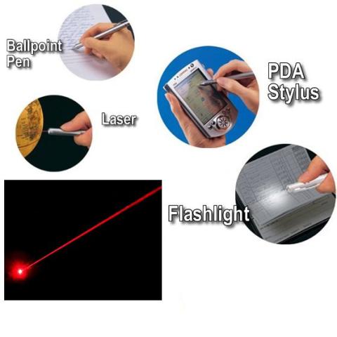 4-in-1 LED, Laser, Mustekynä, Stylus