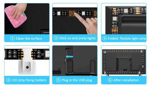 USB LED-valonauha televisioon, 5 m, (Värit säädettävissä)