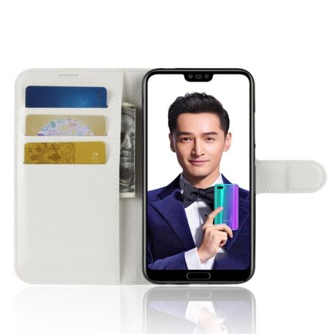 Huawei Honor 10 nahkainen suojakotelo (Valkoinen)