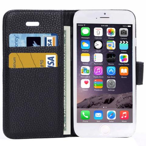 iPhone 6 / 6s suojakotelo korttipaikoilla (Musta)