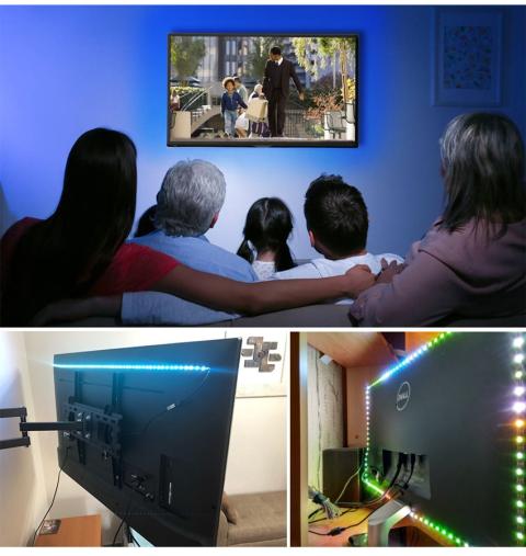 USB LED-valonauha televisioon, 5 m, (Värit säädettävissä)