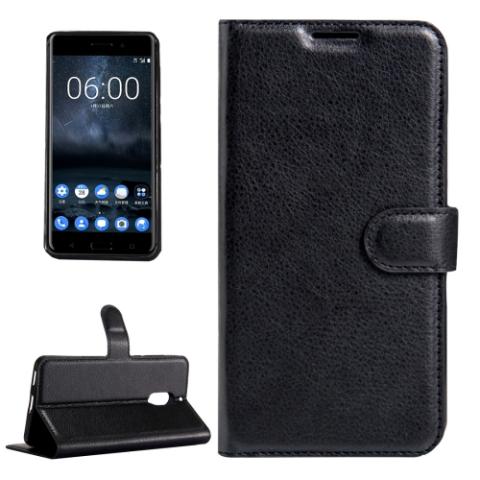 Nahkainen suojakotelo Nokia 6 (musta)