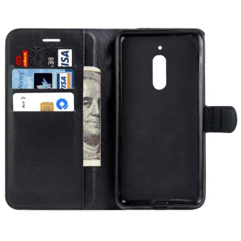 Nahkainen suojakotelo Nokia 6 (musta)