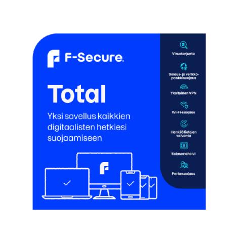 F-Secure Total tietoturva, VPN ja salasanasuojaus 10 laitteelle 12 kk