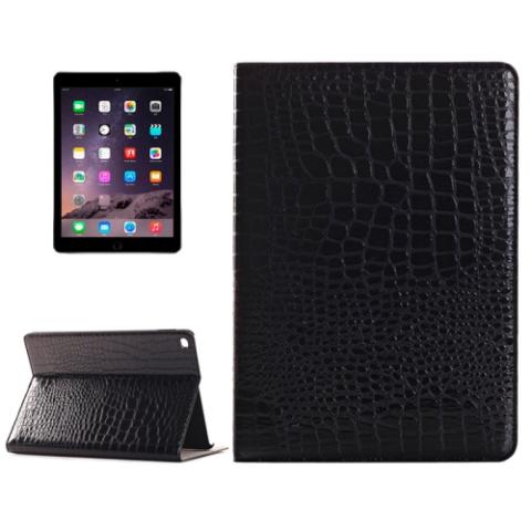 iPad Air 2 krokotiilikuvioinen nahkainen suojakotelo magneetilla ja jalustalla - musta   