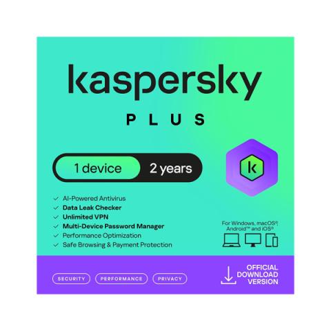 Kaspersky Plus tietoturva 1 laitteelle 2 vuotta