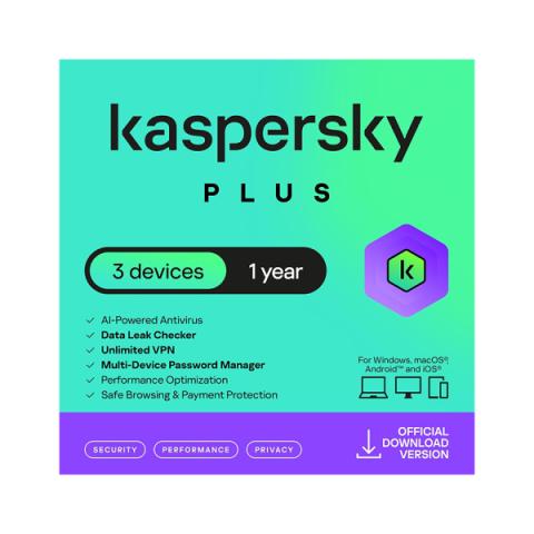 Kaspersky Plus 3 laitteelle 12 kk lisenssi