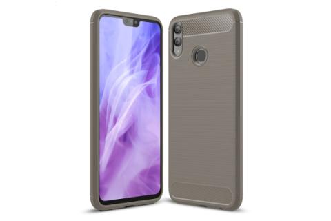 Honor 8X iskunkestävä TPU-suojakotelo, harjattu hiilikuitu (Harmaa)