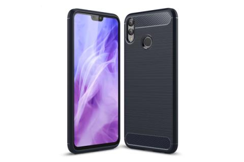 Honor 8X iskunkestävä TPU-suojakotelo, harjattu hiilikuitu (Tummansininen)
