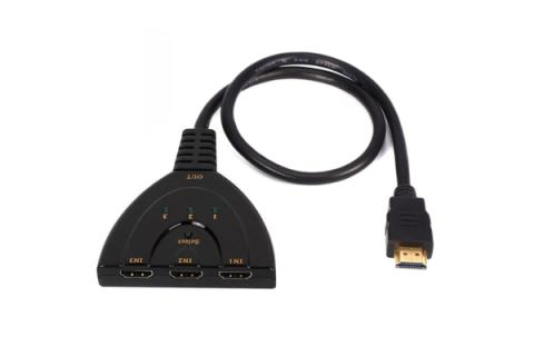 HDMI-jakaja, HDMI-uros ->3 x HDMI ‐naaras, full HD,  0.3 m