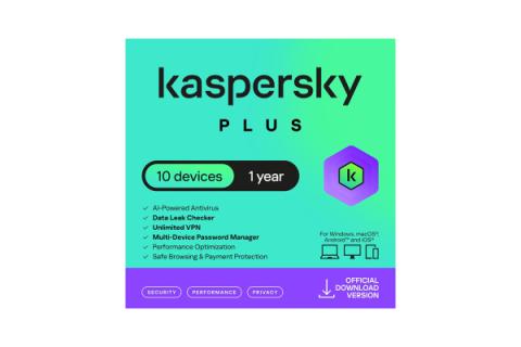 Kaspersky Plus Internet Security 10 laitetta / 1 vuosi - sähköinen lisenssi