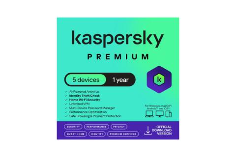 Kaspersky Premium Total Security 5 laitetta / 1 vuosi - sähköinen lisenssi
