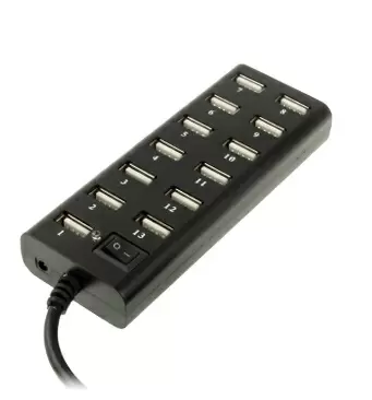 13-porttinen High Speed USB 2.0 Hub USB-jakaja On/Off -kytkimellä