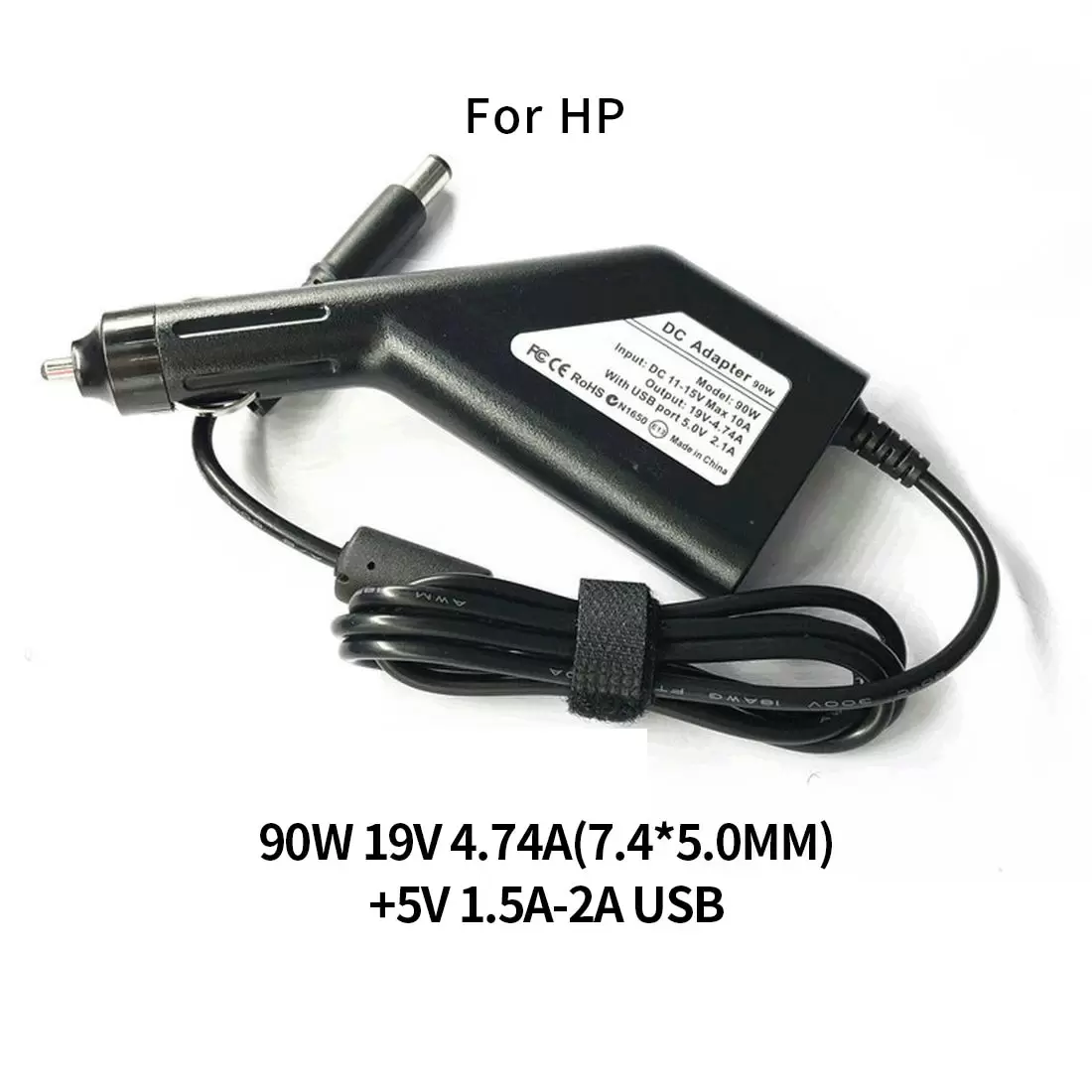 Yleismallinen 65W-90W autolaturi HP:n kannettaville tietokoneille