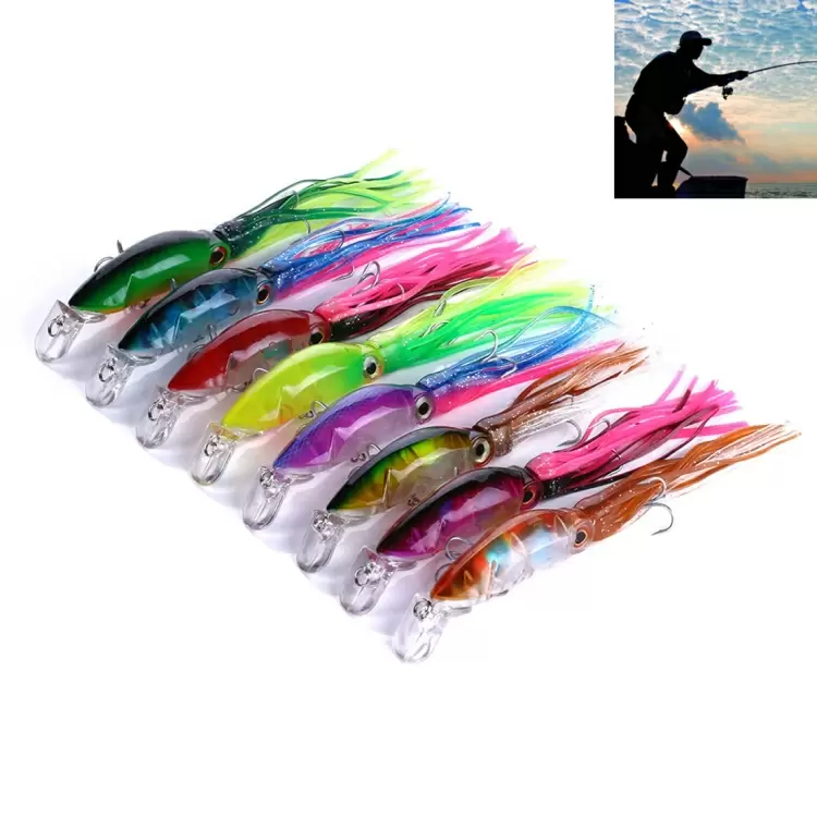 8kpl 10cm/16.6g Big Squid-muotoiset kovat syötit (Pussitettu)