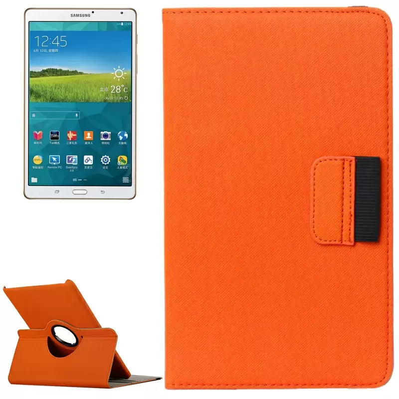 Cloth Texture 360 Degree Rotation Leather Case with Card Slot & Wallet & Holder for Samsung Galaxy Tab S 8.4 / T700(Orange)