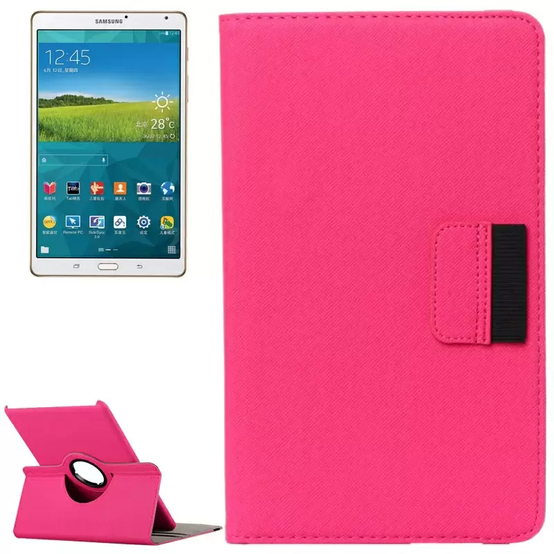 Cloth Texture 360 Degree Rotation Leather Case with Card Slot & Wallet & Holder for Samsung Galaxy Tab S 8.4 / T700(Magenta)