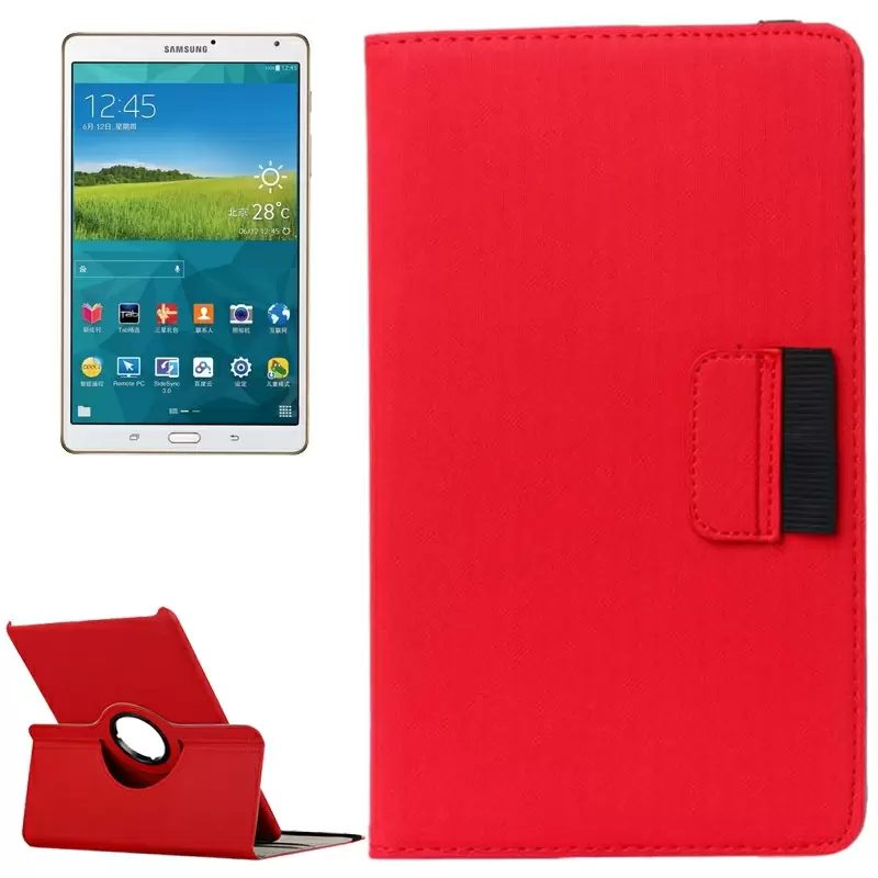 Cloth Texture 360 Degree Rotation Leather Case with Card Slot & Wallet & Holder for Samsung Galaxy Tab S 8.4 / T700(Red)