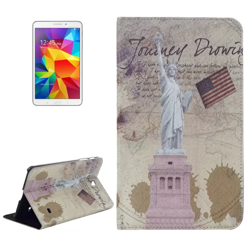 Statue of Liberty Pattern Leather Case with Holder for Samsung Galaxy Tab 4 8.0 / T330