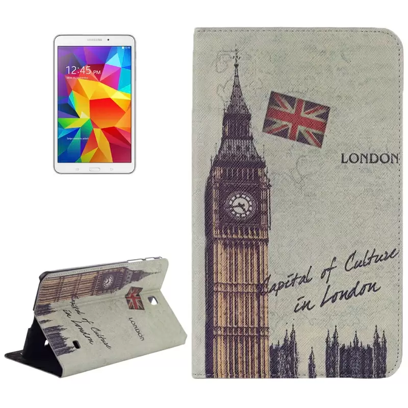 Big Ben Pattern Leather Case with Holder for Samsung Galaxy Tab 4 8.0 / T330