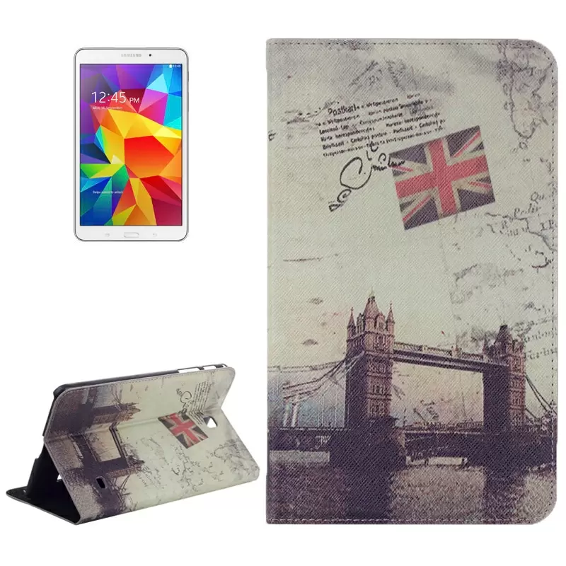 London Bridge Pattern Leather Case with Holder for Samsung Galaxy Tab 4 8.0 / T330