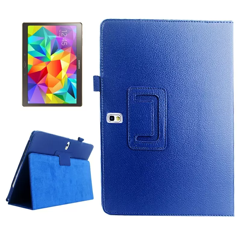 Lichee Texture Horizontal Flip Leather Case with Holder for Samsung Galaxy Tab S 10.5 / T800(Blue)