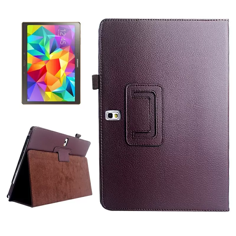 Lichee Texture Horizontal Flip Leather Case with Holder for Samsung Galaxy Tab S 10.5 / T800(Brown)