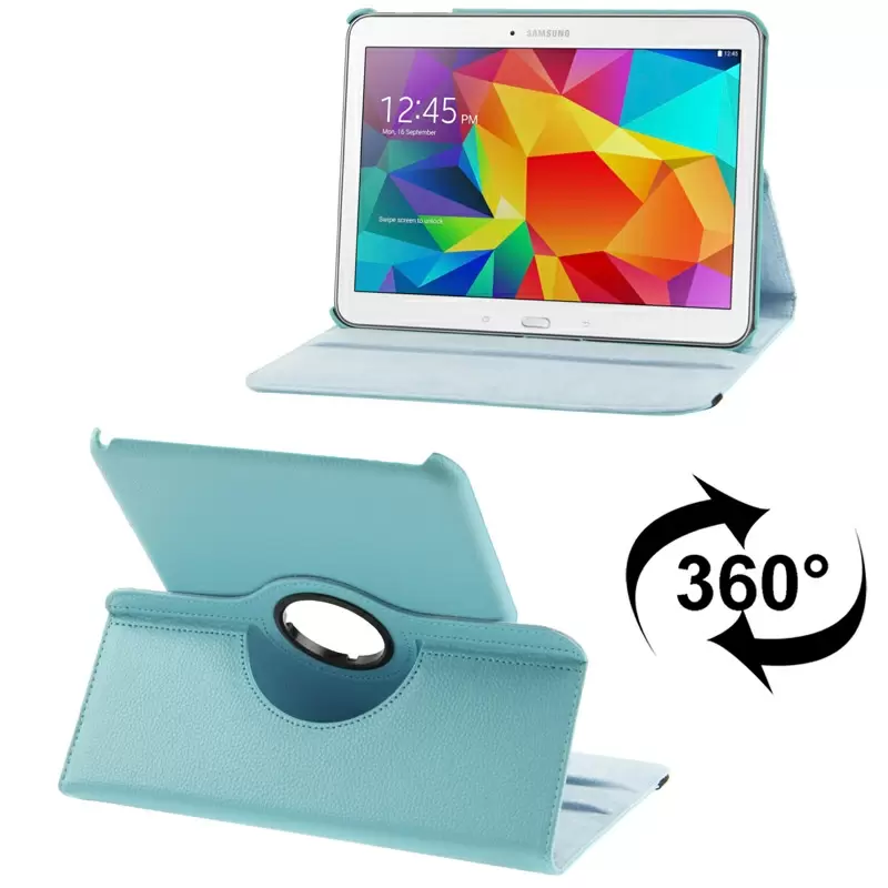 360 Degree Rotatable Litchi Texture Leather Case with 2-angle Viewing Holder for Samsung Galaxy Tab 4 10.1 / SM-T530 (Blue)