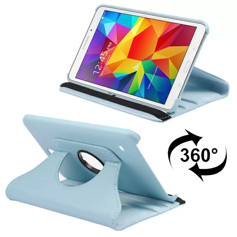 360 Degree Rotatable Litchi Texture Leather Case with 2-angle Viewing Holder for Samsung Galaxy Tab 4 8.0 / SM-T330(Blue)