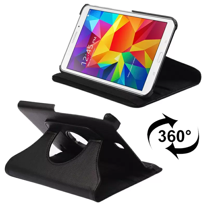 360 Degree Rotatable Litchi Texture Leather Case with 2-angle Viewing Holder for Samsung Galaxy Tab 4 8.0 / SM-T330(Black)