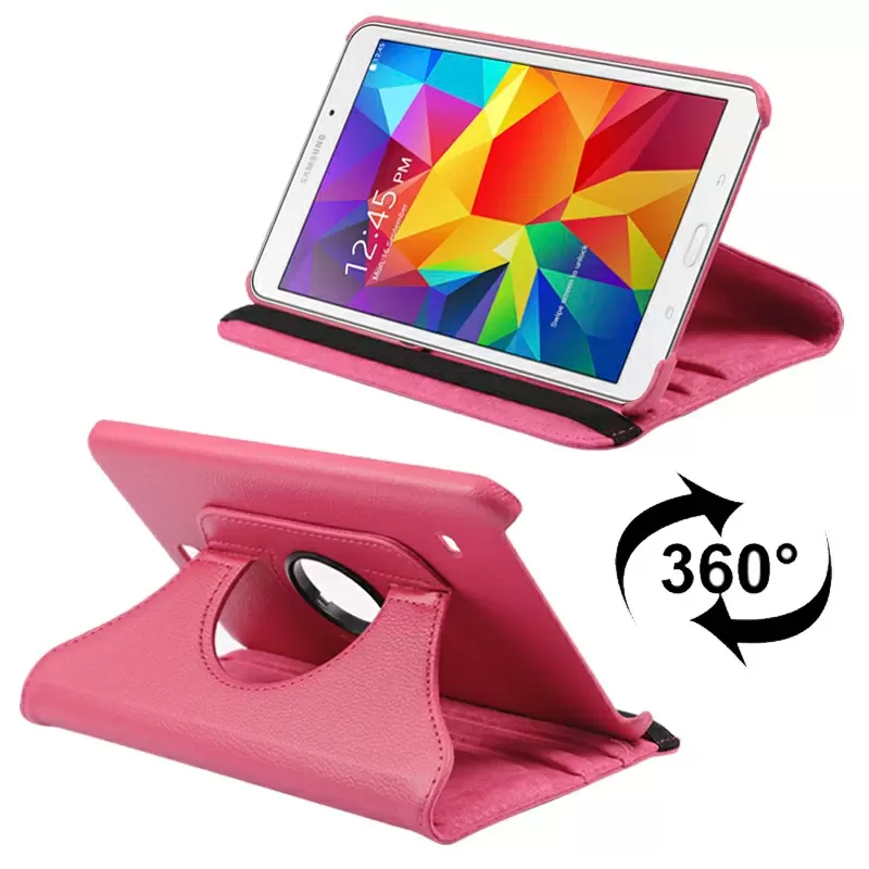 360 Degree Rotatable Litchi Texture Leather Case with 2-angle Viewing Holder for Samsung Galaxy Tab 4 8.0 / SM-T330(Magenta)