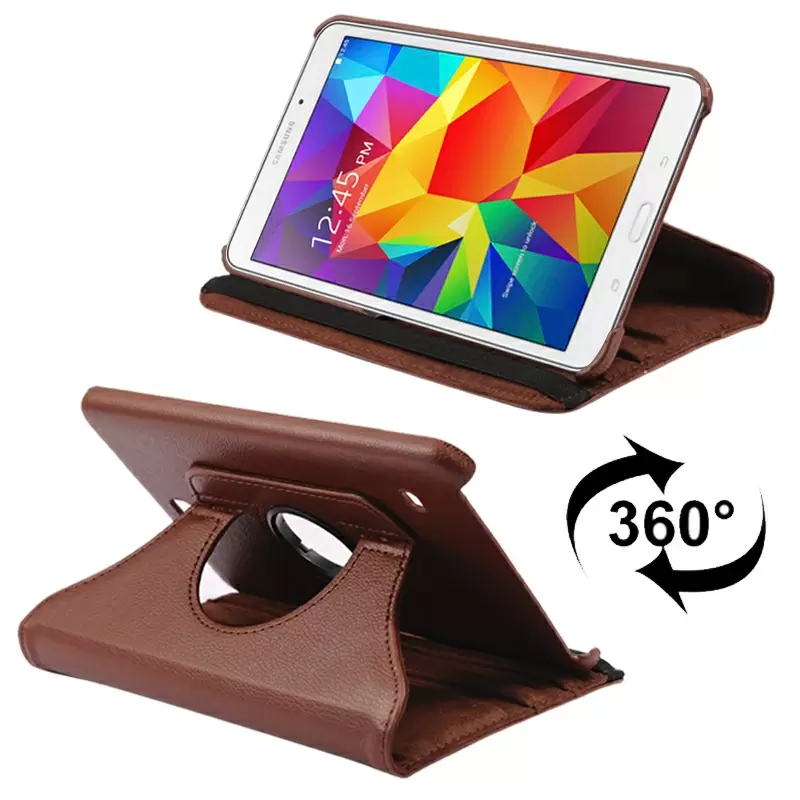 360 Degree Rotatable Litchi Texture Leather Case with 2-angle Viewing Holder for Samsung Galaxy Tab 4 8.0 / SM-T330(Coffee)
