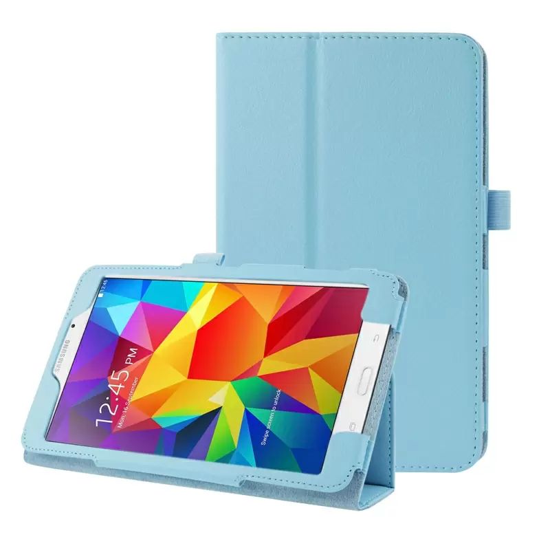 Litchi Texture Flip Leather Case with Holder for Samsung Galaxy Tab 4 8.0 / T330 (Blue)