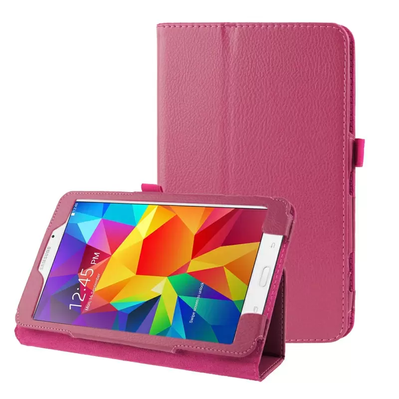 Litchi Texture Flip Leather Case with Holder for Samsung Galaxy Tab 4 8.0 / T330 (Magenta)