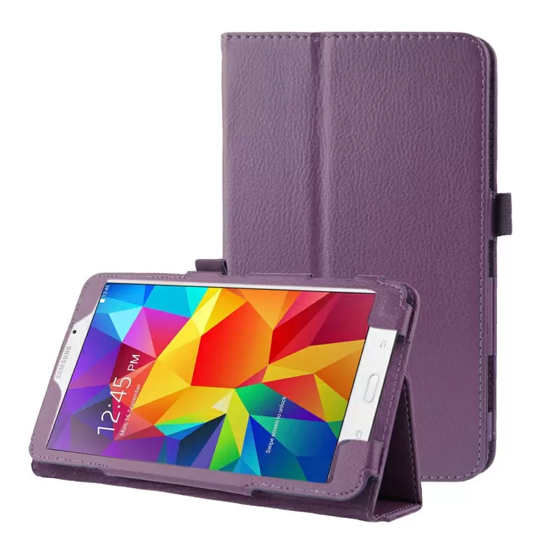Litchi Texture Flip Leather Case with Holder for Samsung Galaxy Tab 4 8.0 / T330 (Purple)