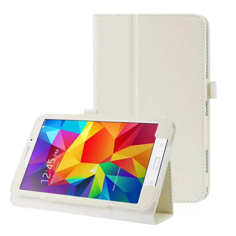 Litchi Texture Flip Leather Case with Holder for Samsung Galaxy Tab 4 8.0 / T330 (White)