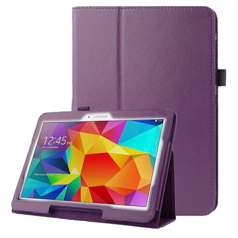 Litchi Texture Flip Leather Case with Holder for Samsung Galaxy Tab 4 10.1 / T530 (Purple)