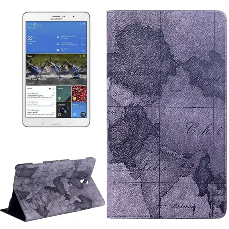World Map Pattern Flip Leather Case with Holder for Samsung Galaxy Tab S 8.4 / T700, Random Delivery (Grey)