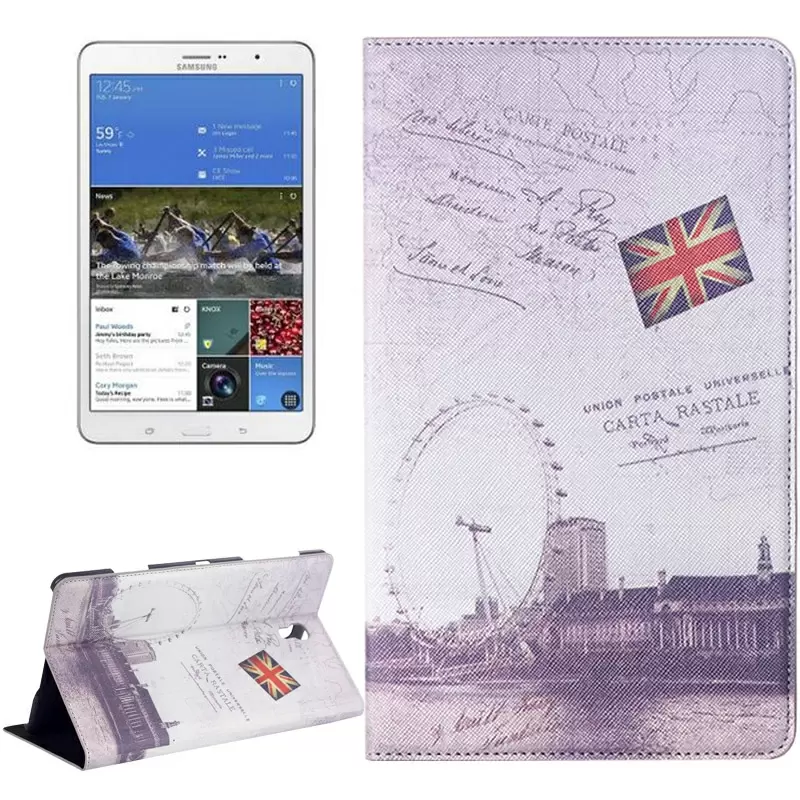 London Ferris Wheel Pattern Flip Leather Case with Holder for Samsung Galaxy Tab S 8.4 / T700