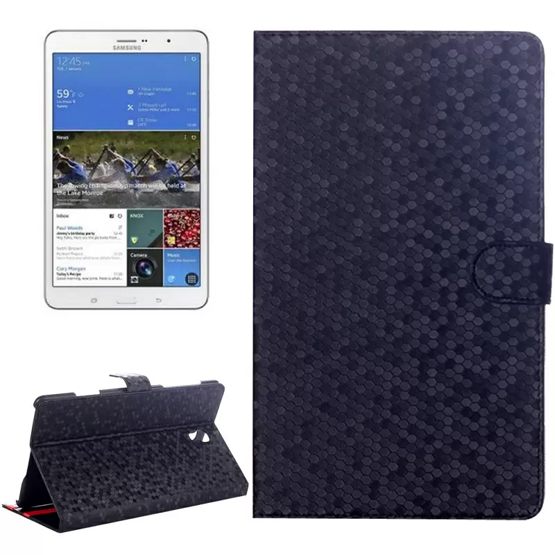 Honeycomb Texture Flip Leather Case with Holder for Samsung Galaxy Tab S 8.4 / T700(Black)