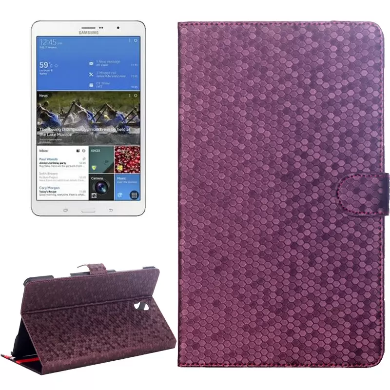 Honeycomb Texture Flip Leather Case with Holder for Samsung Galaxy Tab S 8.4 / T700(Purple)