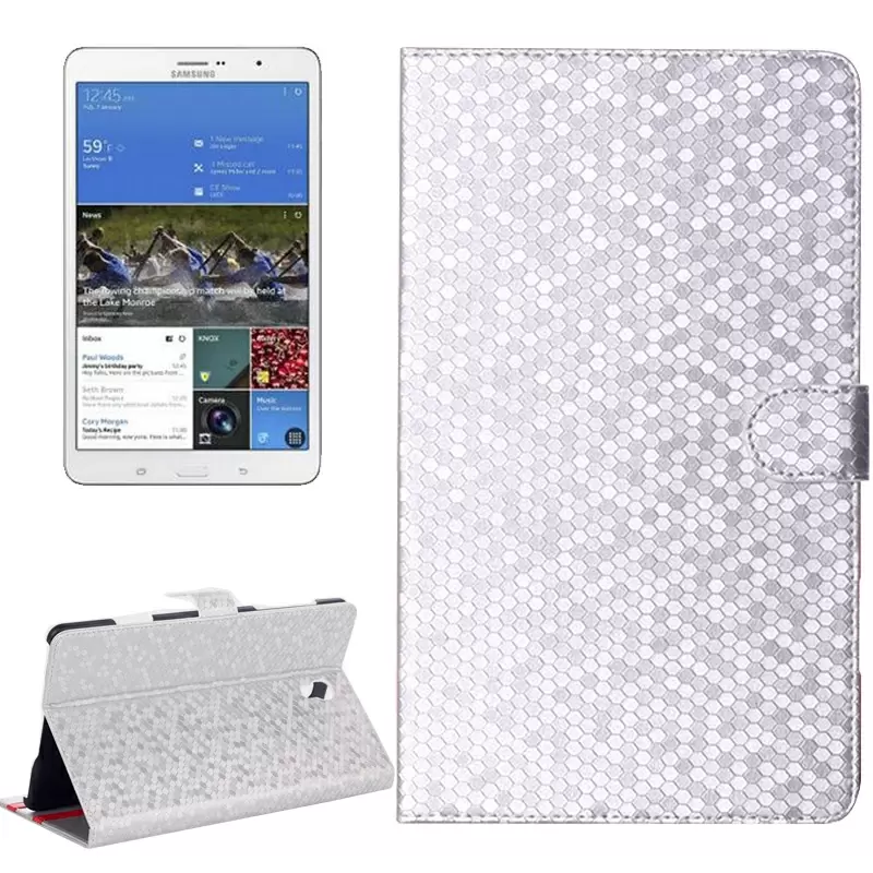 Honeycomb Texture Flip Leather Case with Holder for Samsung Galaxy Tab S 8.4 / T700(Silver)
