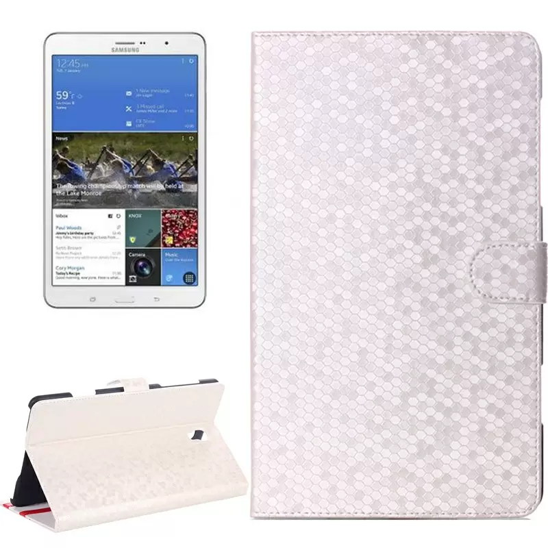 Honeycomb Texture Flip Leather Case with Holder for Samsung Galaxy Tab S 8.4 / T700(White)