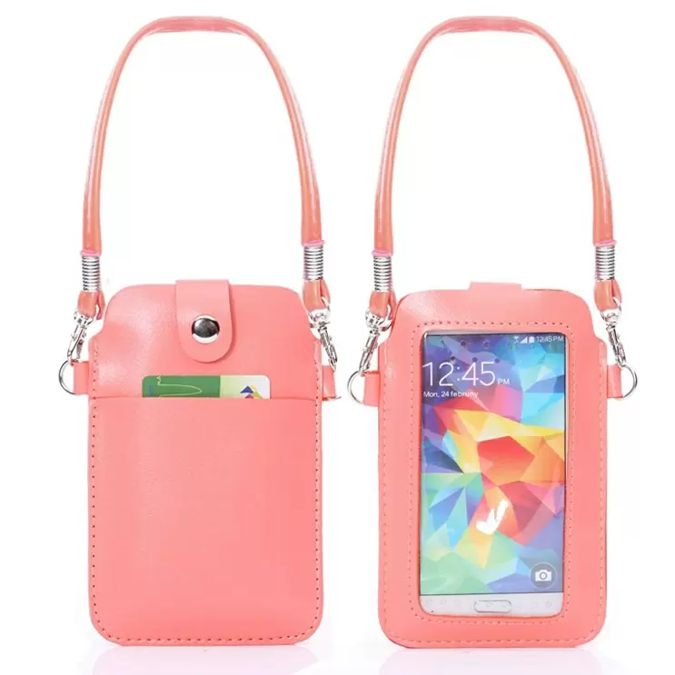 Universal Leather Cellphone Case bag pouch with Fullscreen Touch for iPhone 6 & 5 / Samsung S5 / G900 / i9500 / i9300 / i9250 / i8750(Pink)