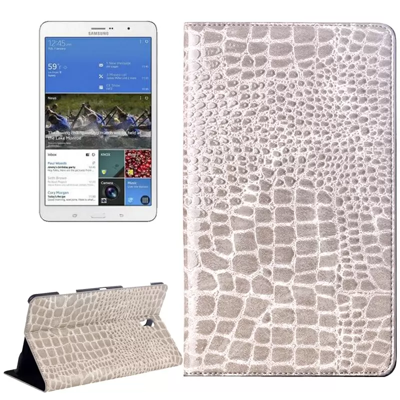 Crocodile Texture Flip Leather Case with Holder for Samsung Galaxy Tab S 8.4 / T700 (Light Grey)