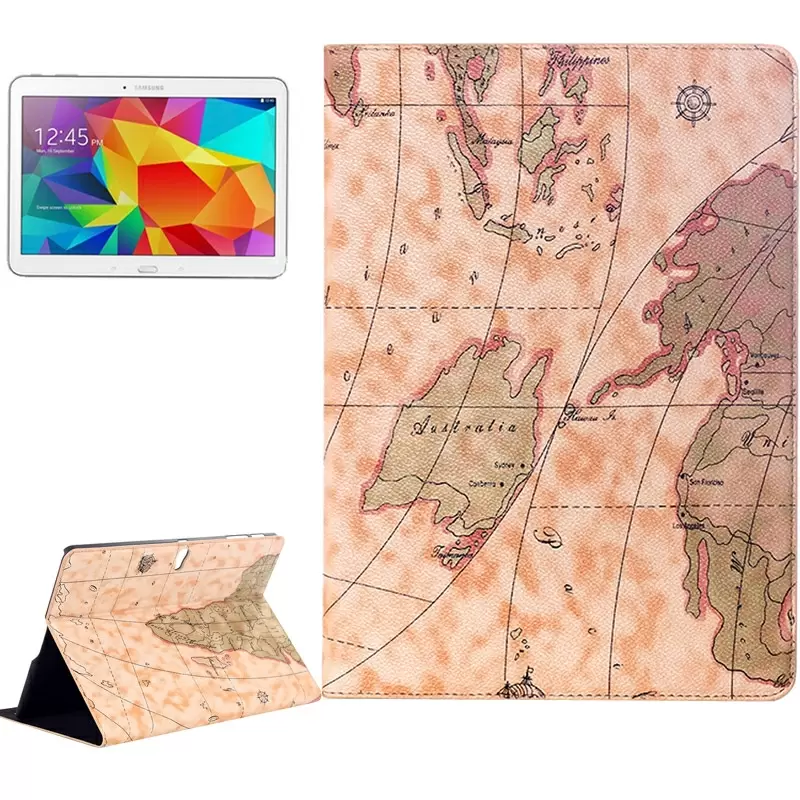 World Map Pattern Flip Leather Case with Holder for Samsung Galaxy Tab S 10.5 / T800, Random Delivery (Light Yellow)