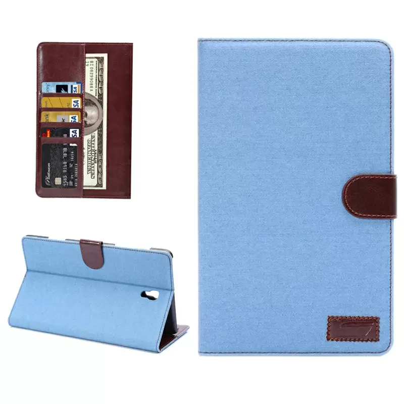 Denim Texture Horizontal Flip Leather Case with Card Slot & Wallet & Holder for Samsung Galaxy Tab S 8.4 / T700 (Baby Blue)