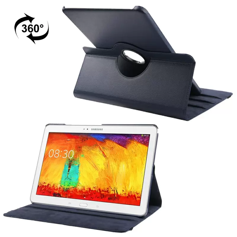360 Degree Rotatable Litchi Texture Leather Case with 3-angle Viewing Holder for Samsung Galaxy Note & Tab Pro 12.2 / P900 (Dark Blue)