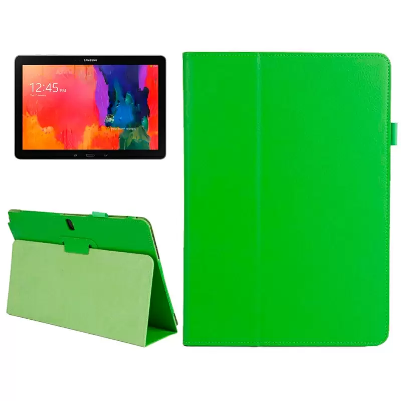 2-folding Litchi Texture Flip Leather Case with Holder for Samsung Galaxy Note & Tab Pro 12.2 / P900 (Green)